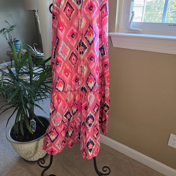 Pink Patchwork Ruffle Bohemian Maxi Skirt Size Medium - Picture 7 of 12